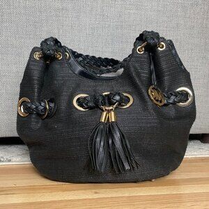 Michael Kors Braided Astor Grommet Large Black Bag